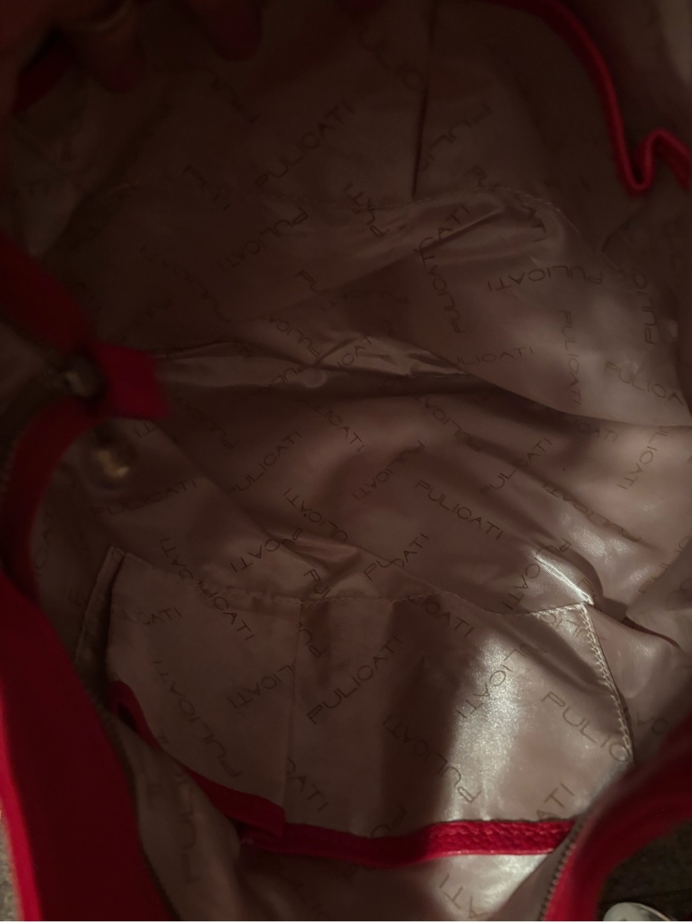 PULICATI RED PEBBLED LEATHER HOBO SHOULDER BAG - Picture 6 of 7